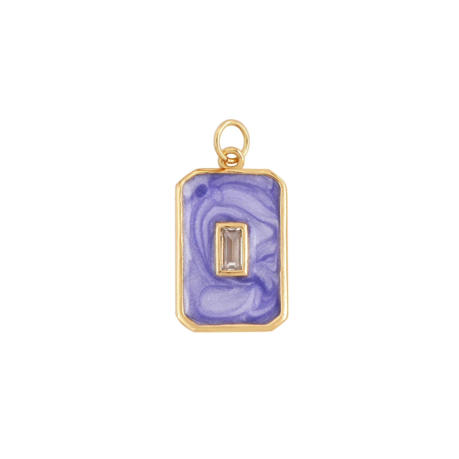 Rectangle Charm with Stone Inlay ~ Purple ~ Deep South