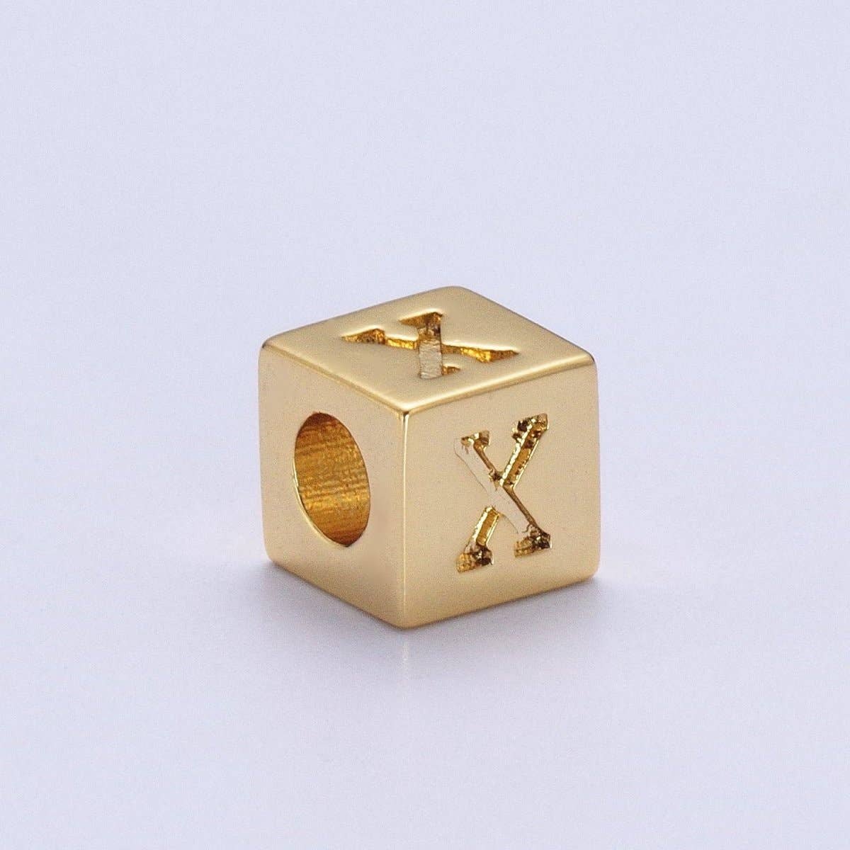 Gold Initial Letter Alphabet 6.2mm Block Beads Charm Connector For Jewelry Making Component Supply A-A1145-A-A1157