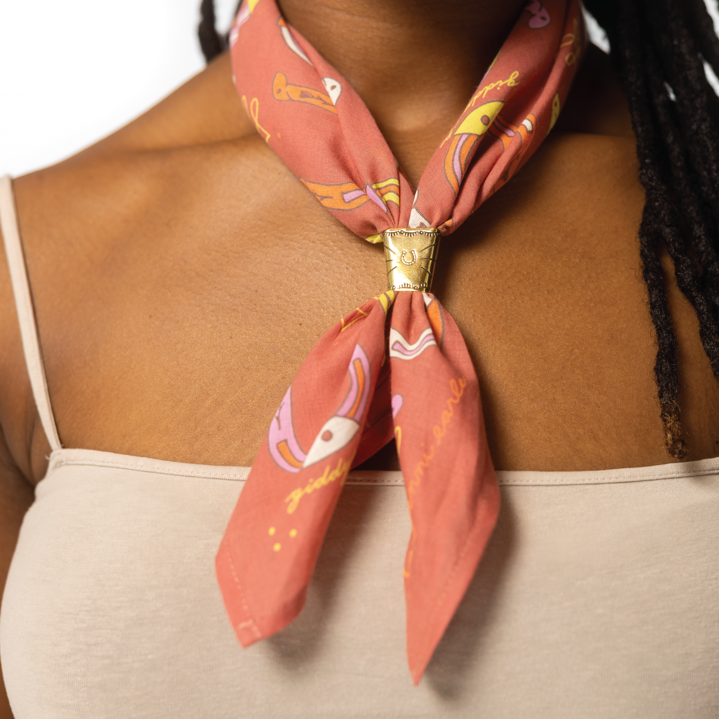 Handmade in USA brass bandana slide - bolo