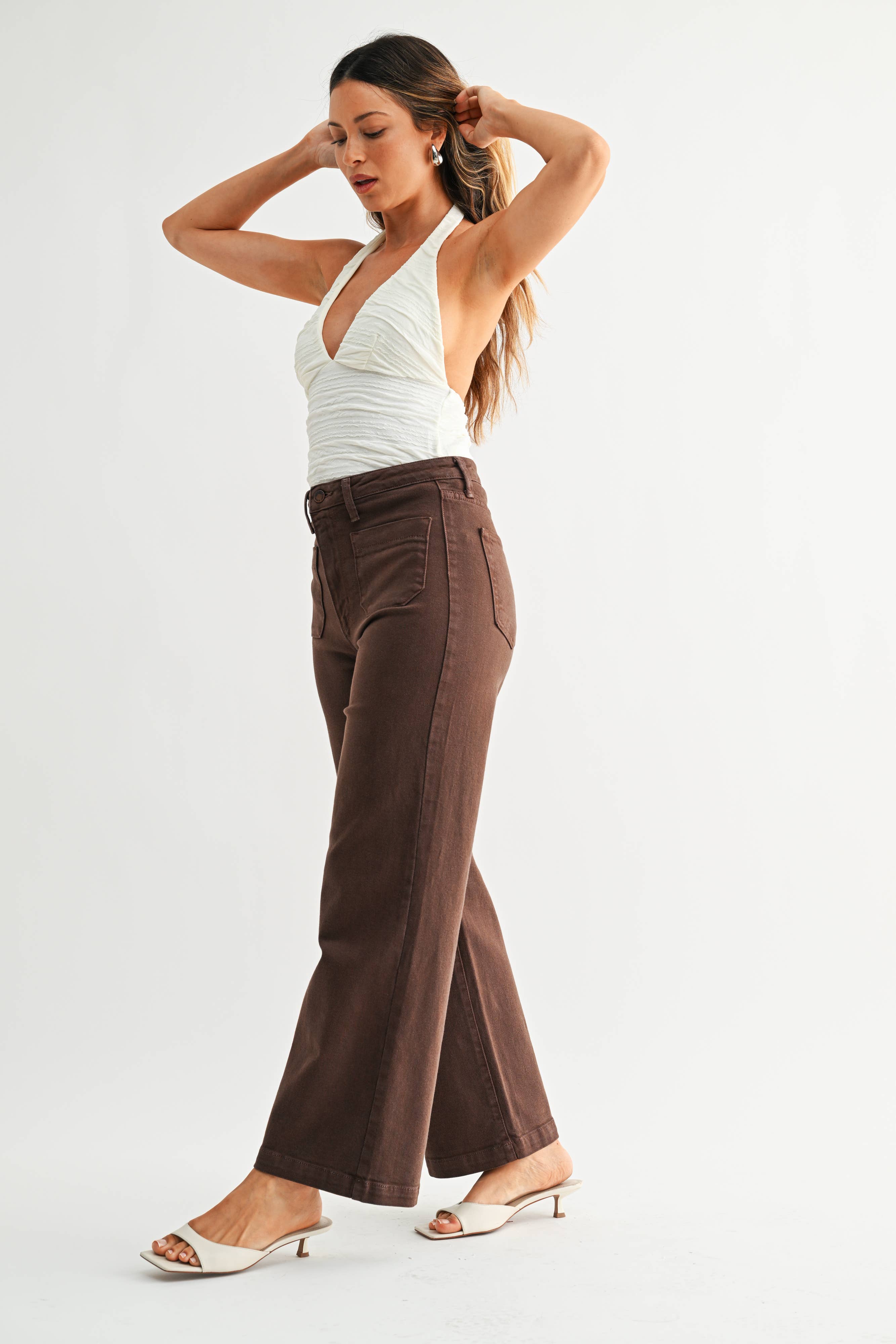 Just Black Denim Patch Pocket Wide Leg