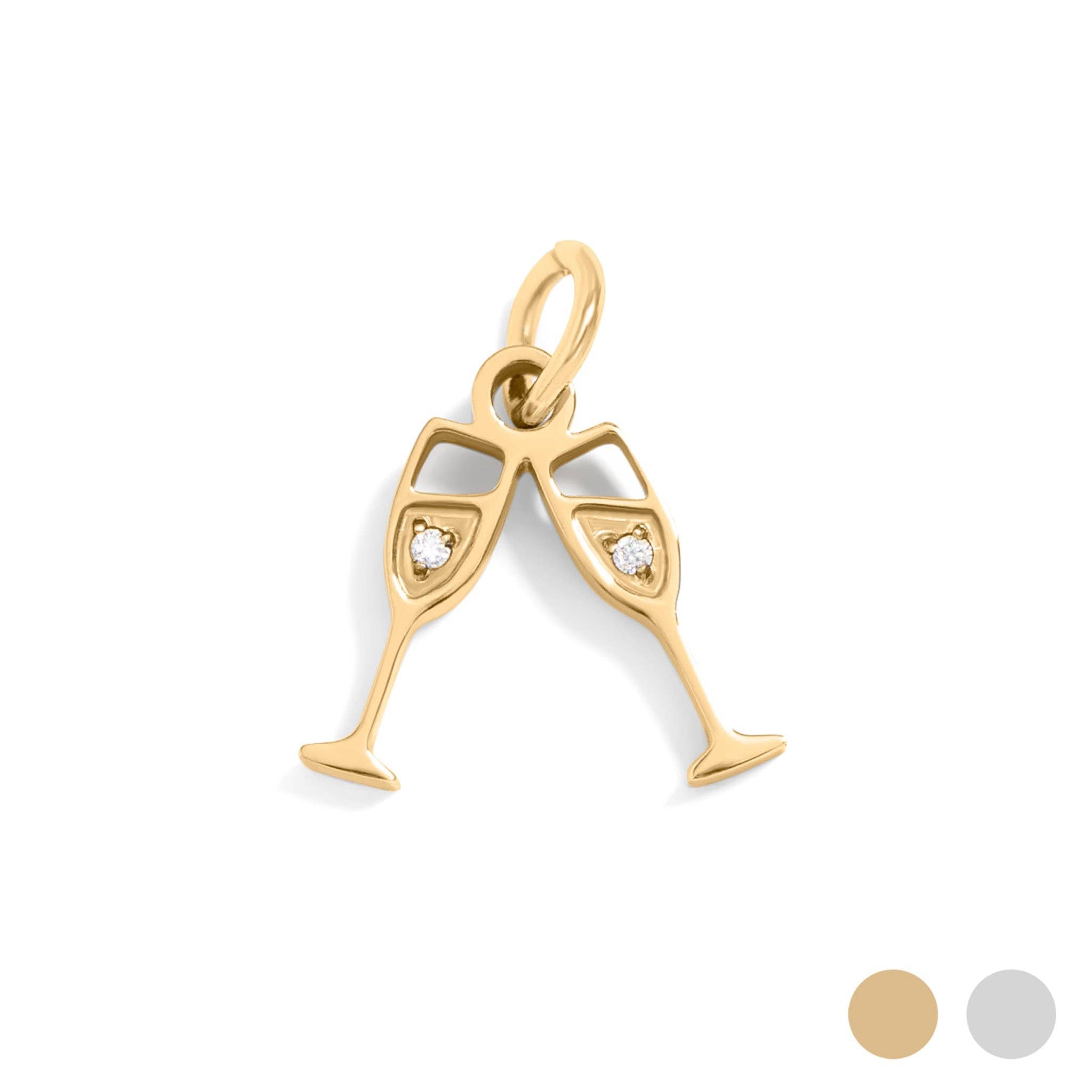18K Gold PVD Stainless Steel Champagne Cheers Charm