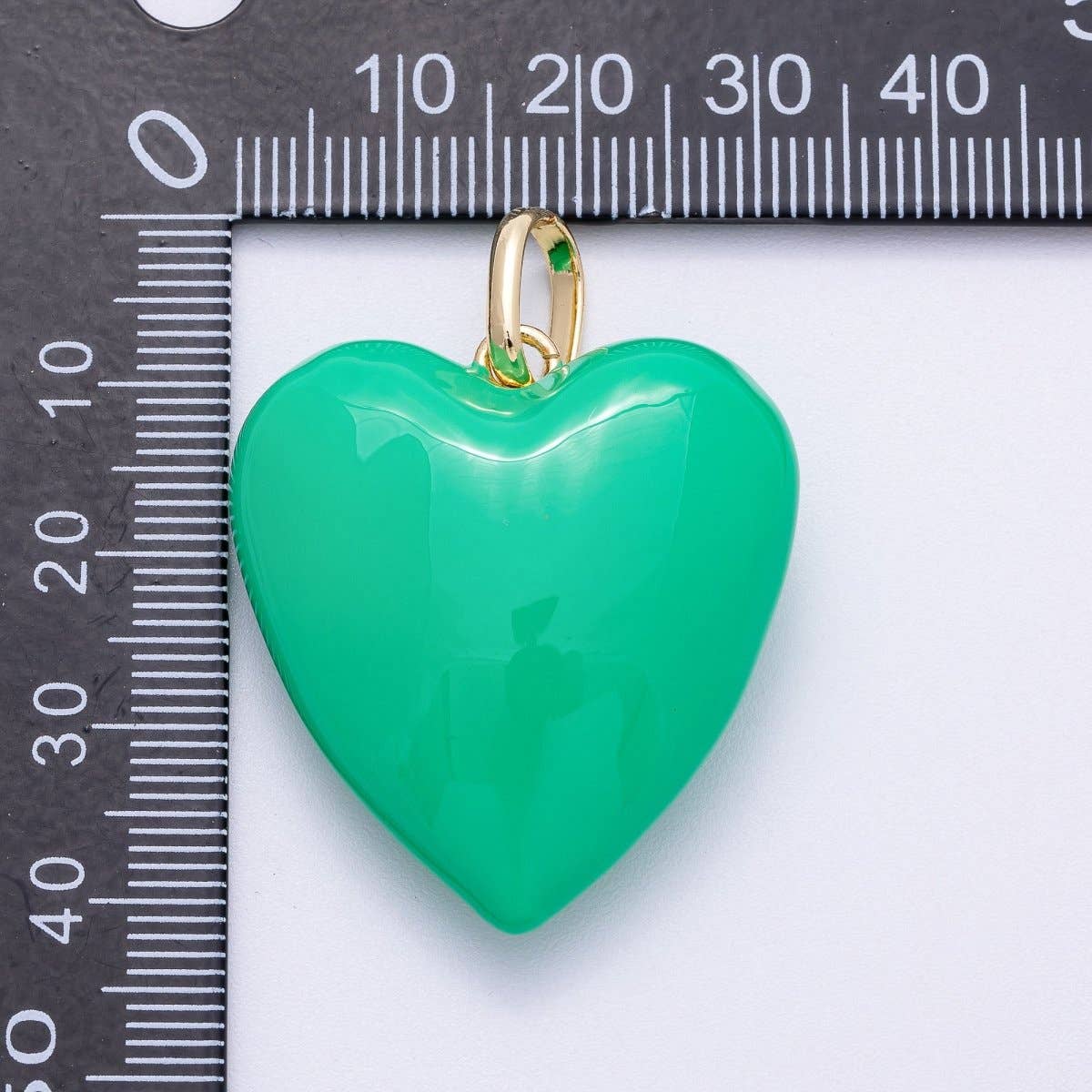 16K Gold Filled 35mm Colorful Pastel Enamel Chubby Heart Pendant | Charms-00583 ~ Charms-00588