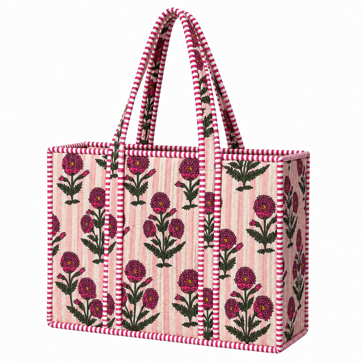 Stripe Floral Quilted Bag Print