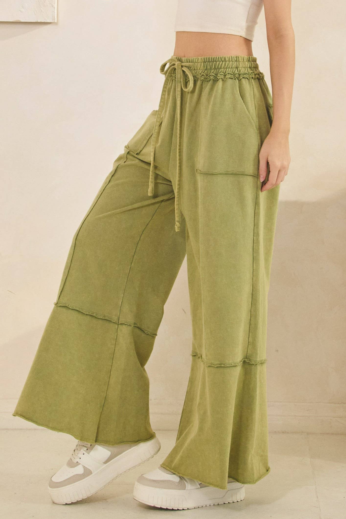 MINERAL WASHED TERRY KNIT PANTS