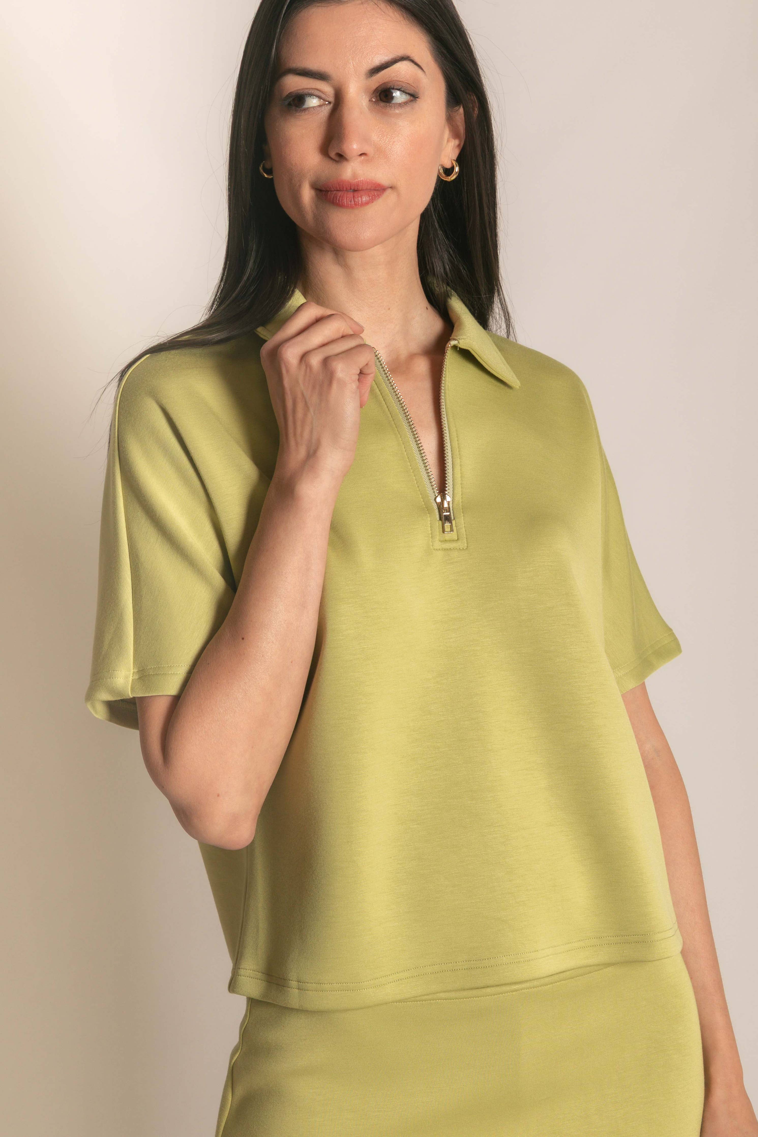 Butter Modal Short Sleeve Quarter Zip Top