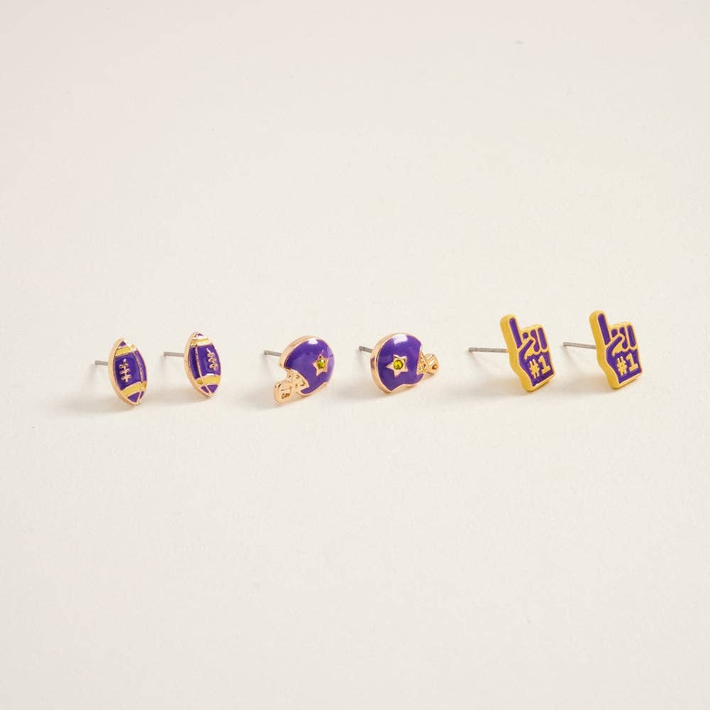 Football Helmet Foam Finger 3 Set Earrings