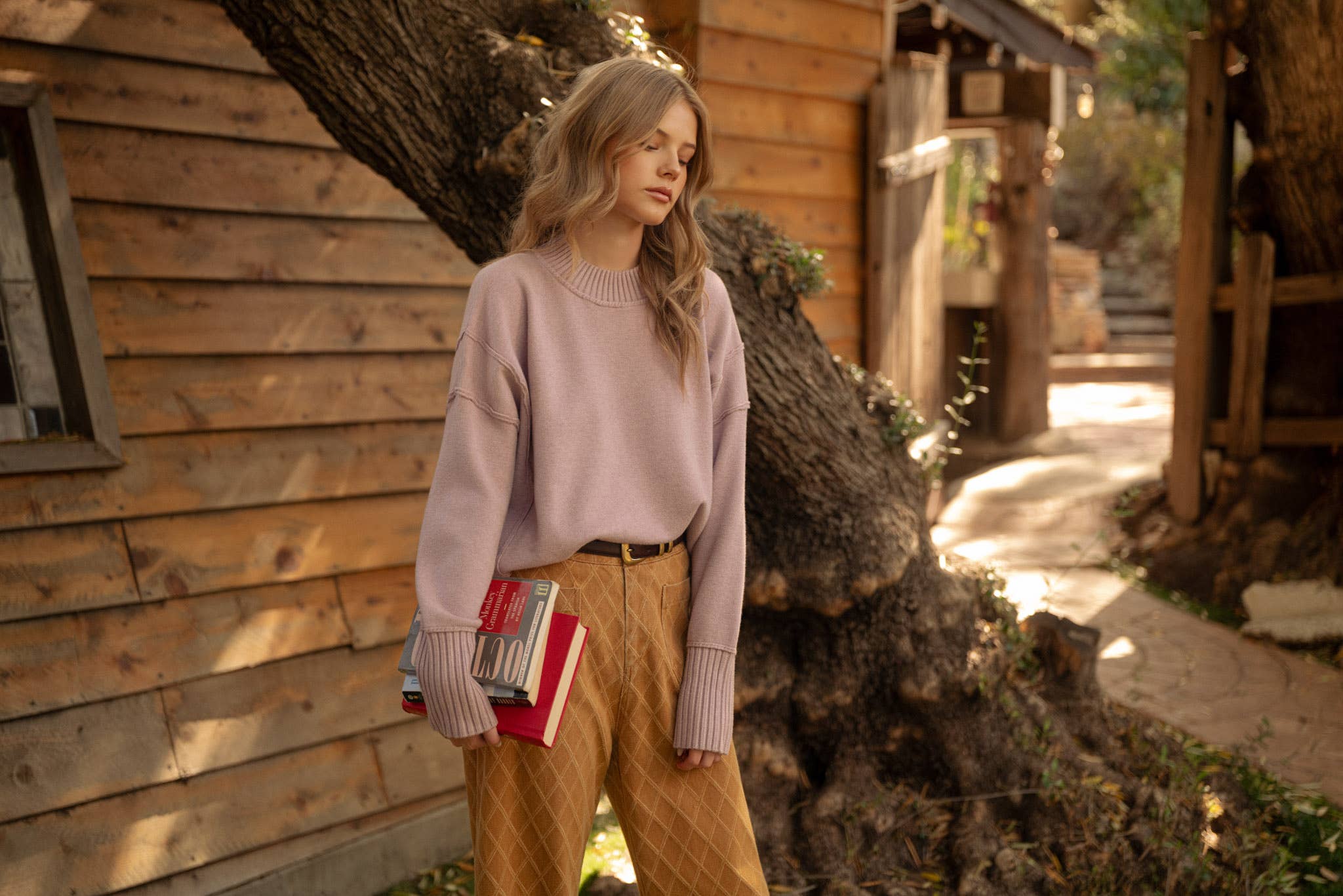 DROP SHOULDER LONG SLEEVE RIBBED SWEATER