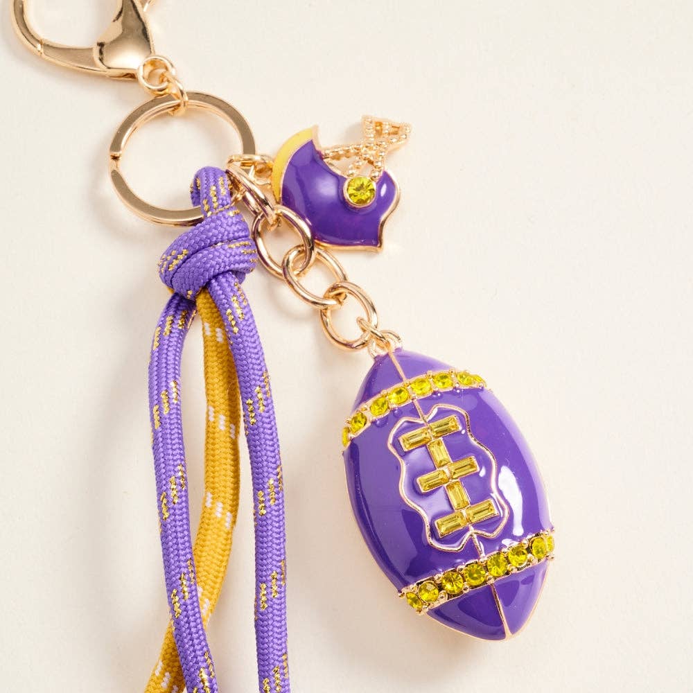 College Football Helmet Paracord Stone Keychain Bag Charm