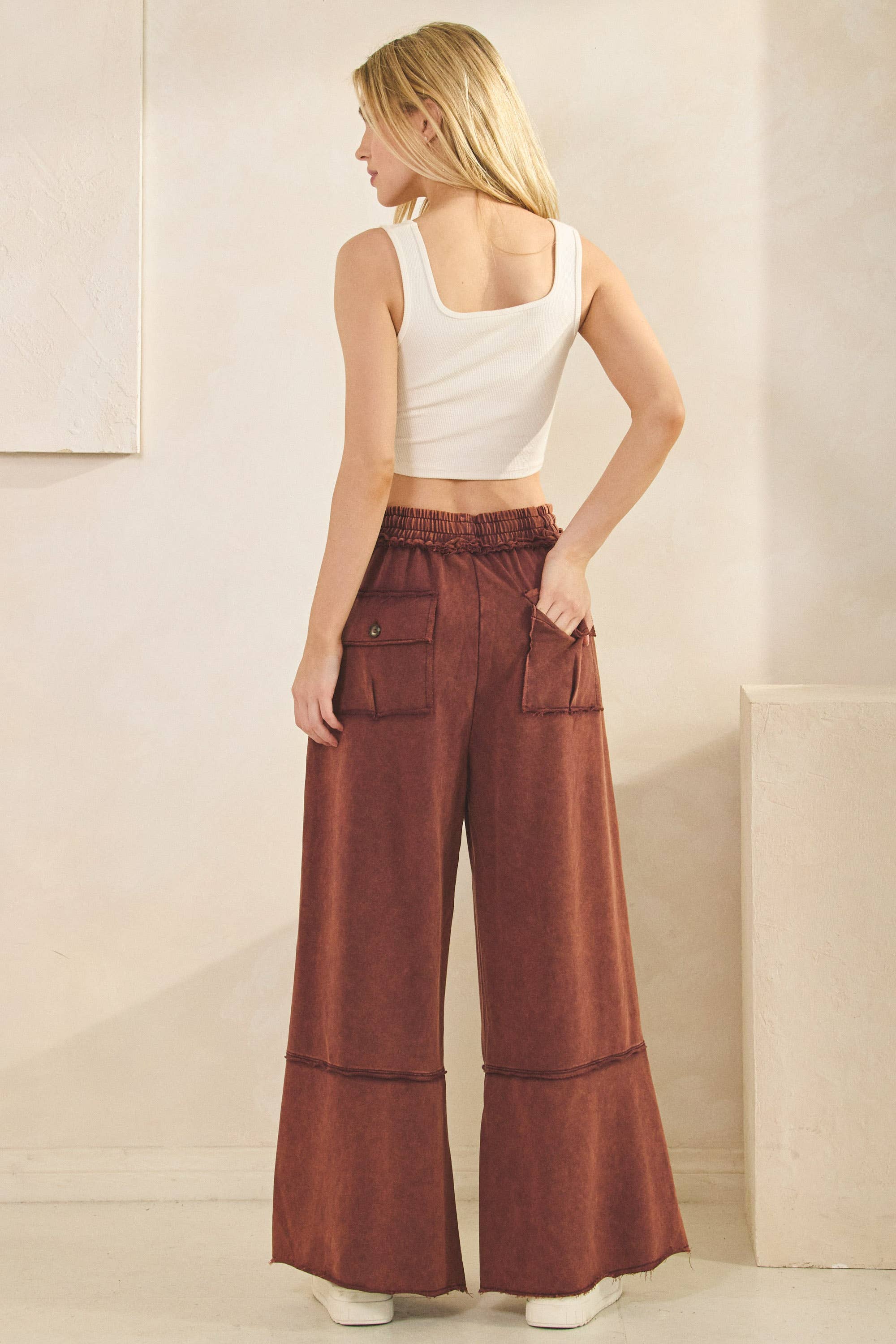 MINERAL WASHED TERRY KNIT PANTS