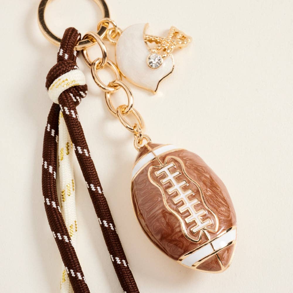 Pearlized Enamel Football Helmet Cord Keychain Bag Charm