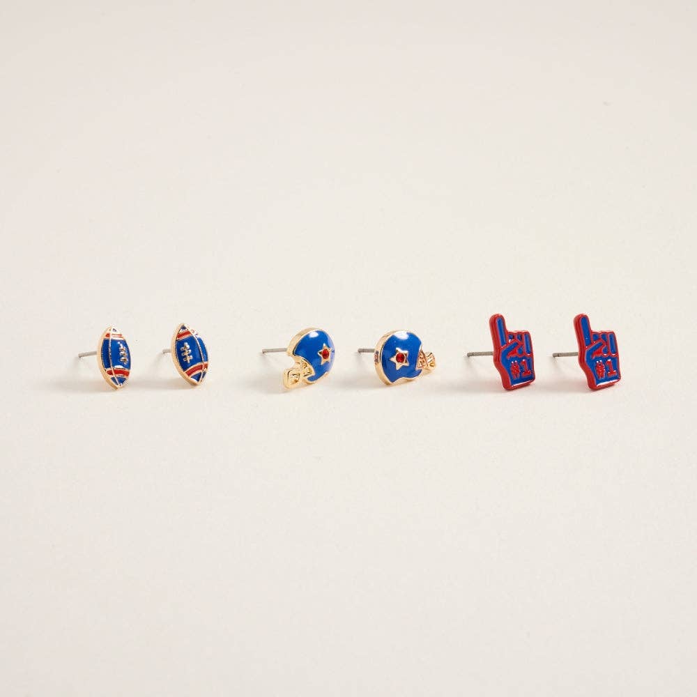 Football Helmet Foam Finger 3 Set Earrings