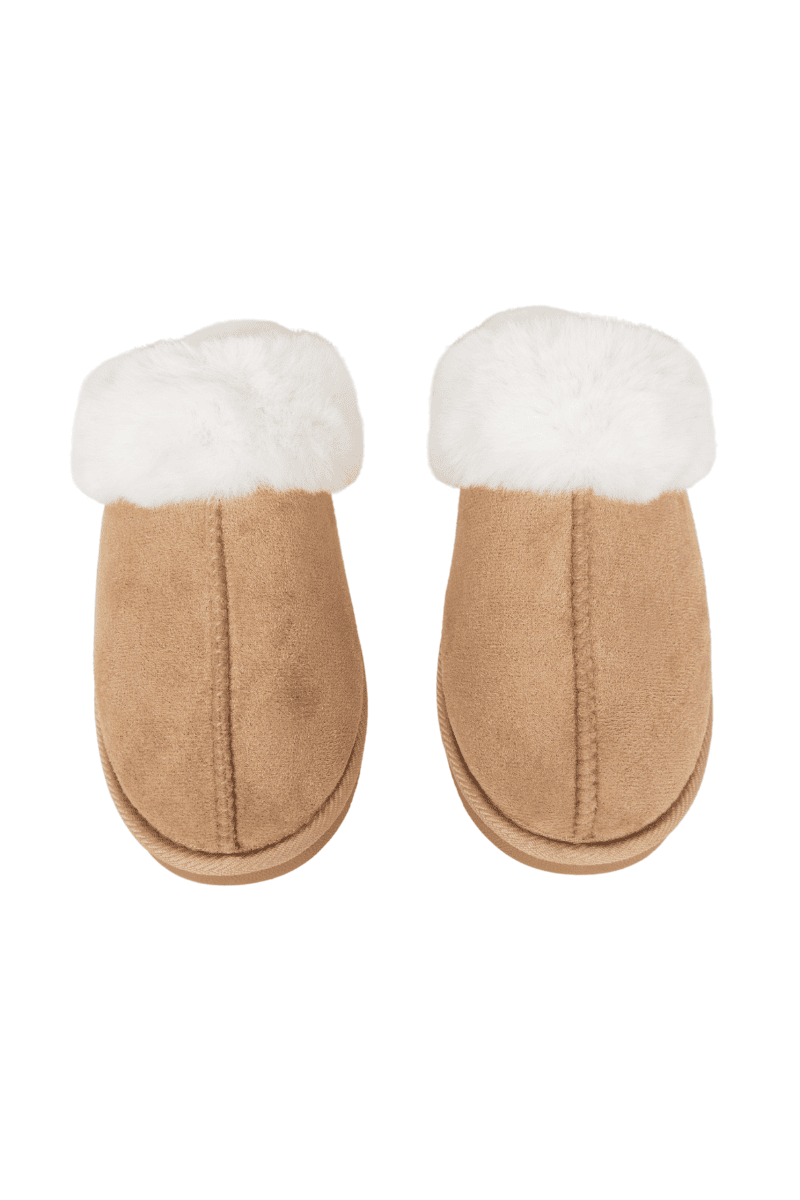 Sand Faux Fur Slip-On House Shoes
