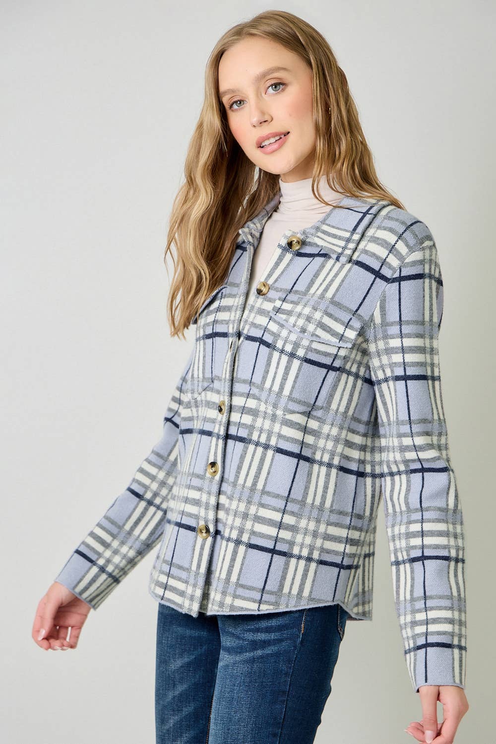 60843 Check Patterned Sweater Jacket