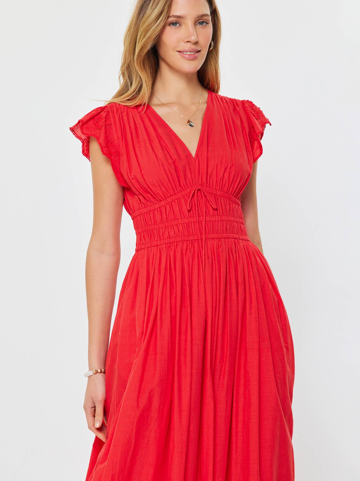 Embroidered Lace Midi Dress