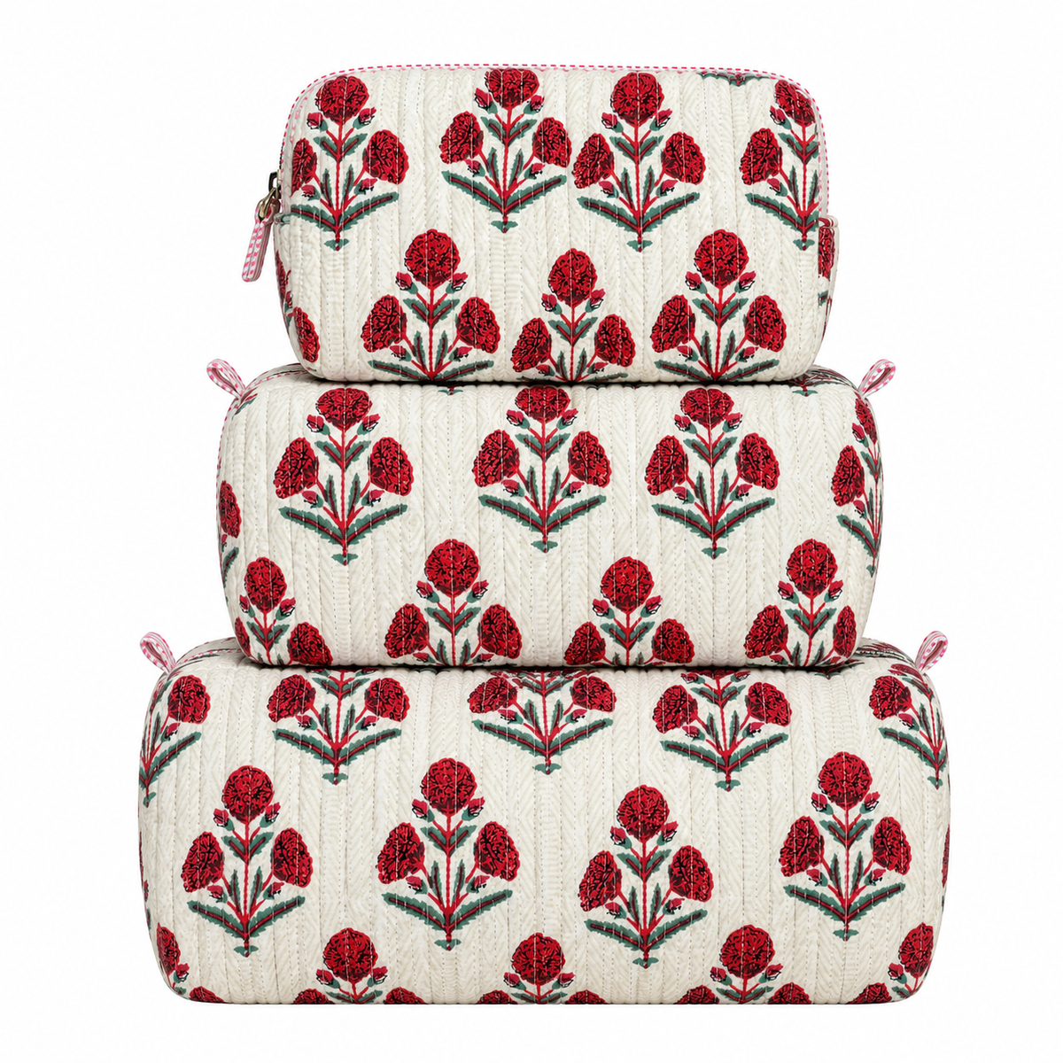 Red Floral Quilted Bag Print