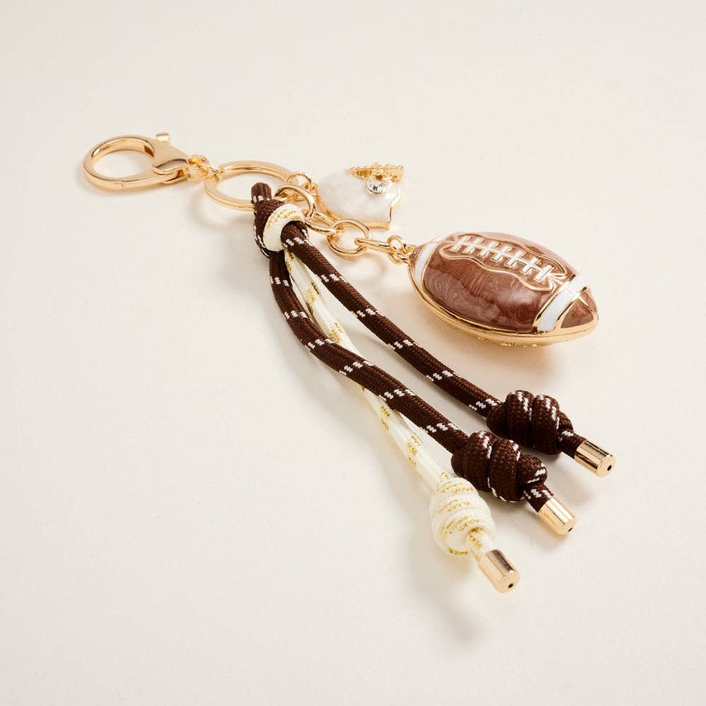 Pearlized Enamel Football Helmet Cord Keychain Bag Charm