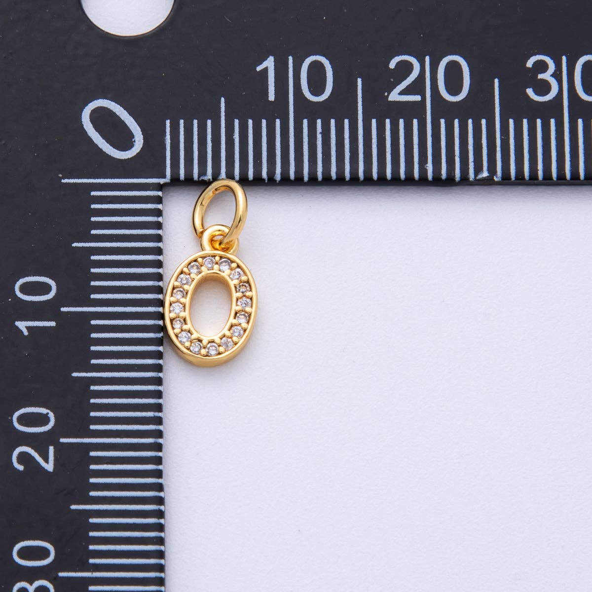 24K Gold Filled 14mm Number 0-9 Clear Micro Paved CZ Charm