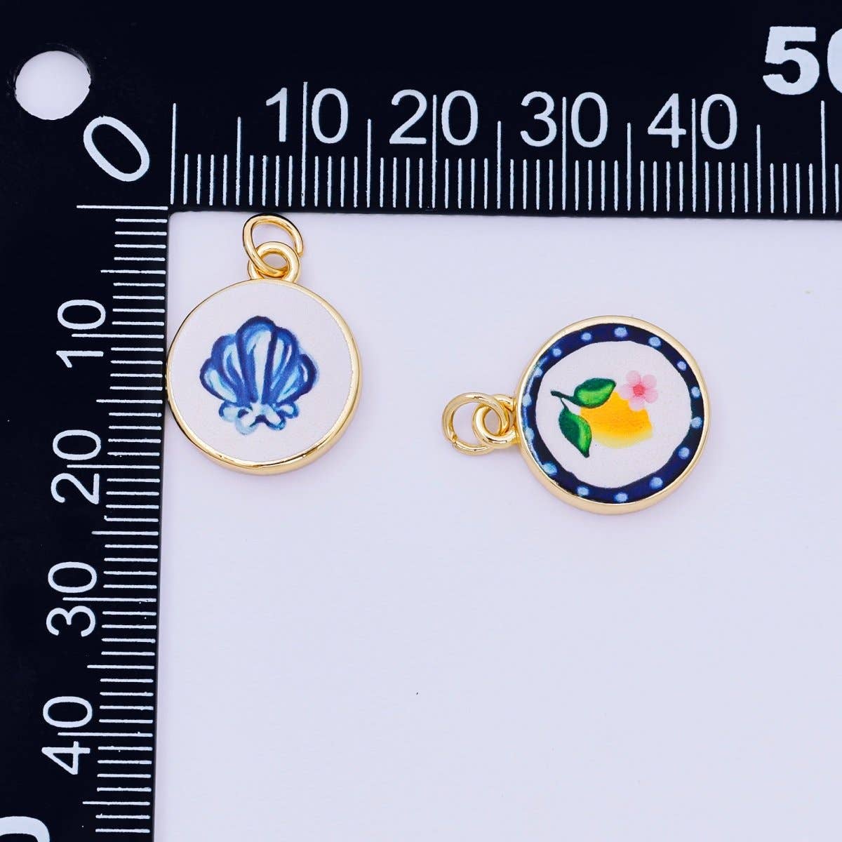 24K Gold Filled 18mm Enamel Art Beach Theme Charms