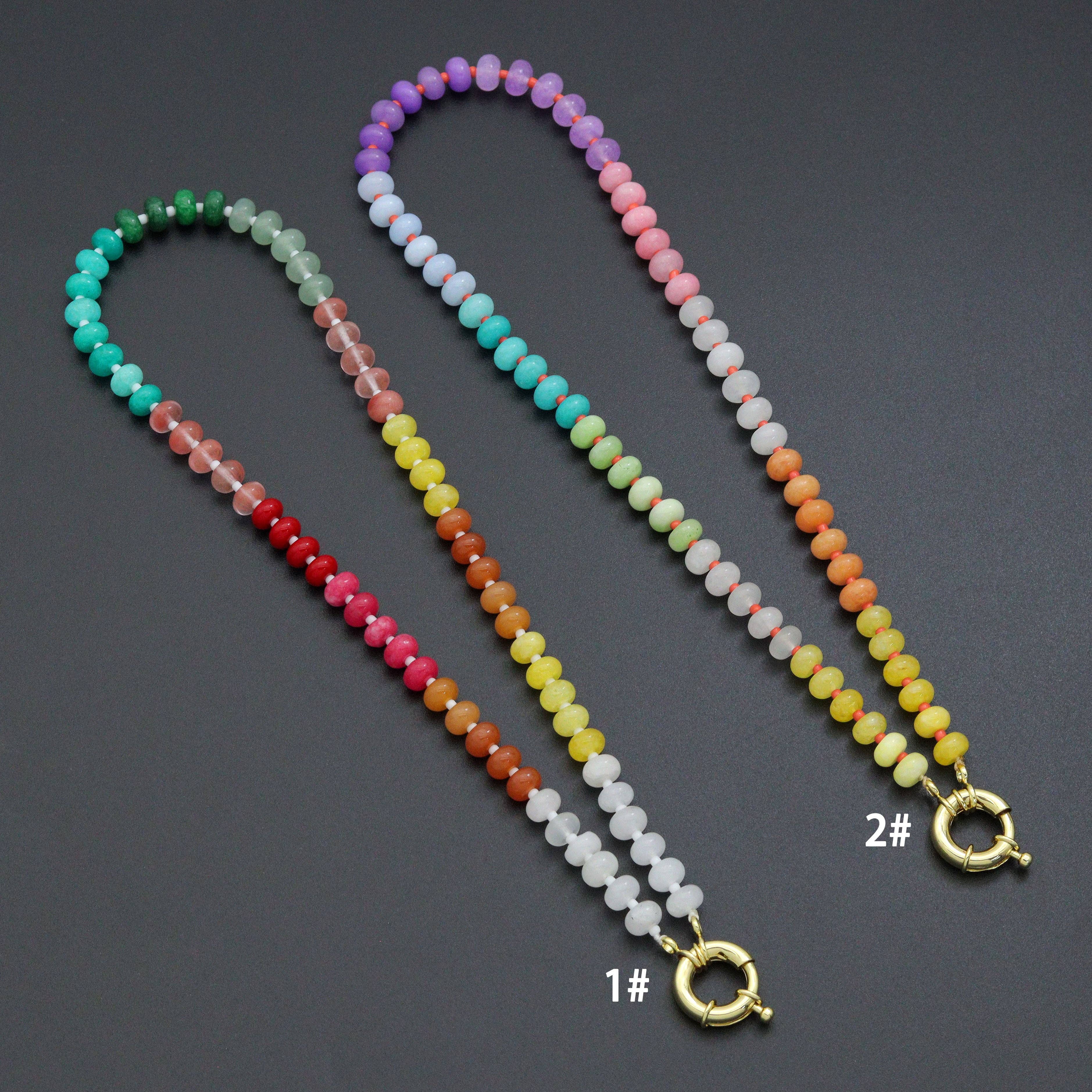 Rainbow Color Roundelle Gemstone Necklace