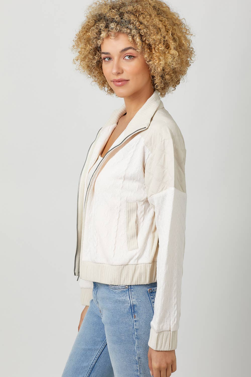 Mixed Media Bomber Jacket