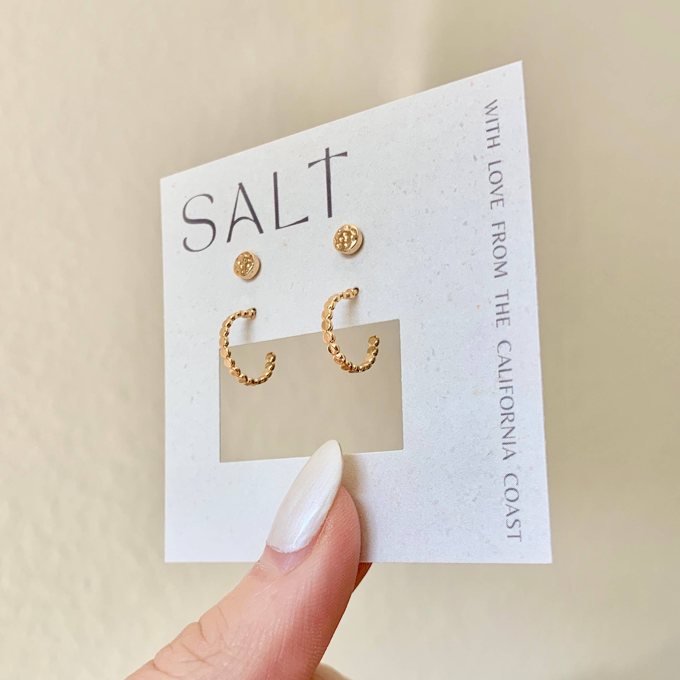 EVERYDAY HOOP & STUD SET | gold dainty stud post earrings