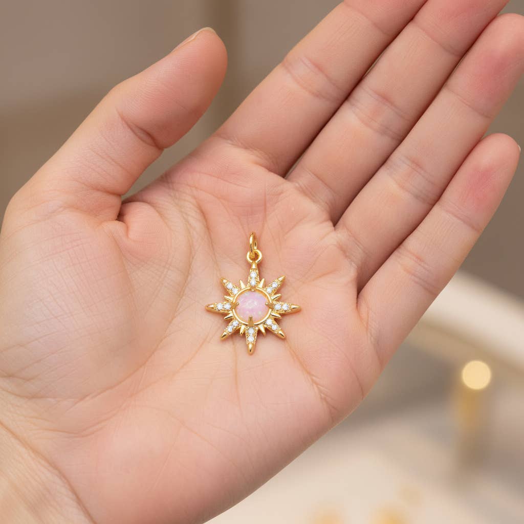 Opalite Starburst CZ Charm