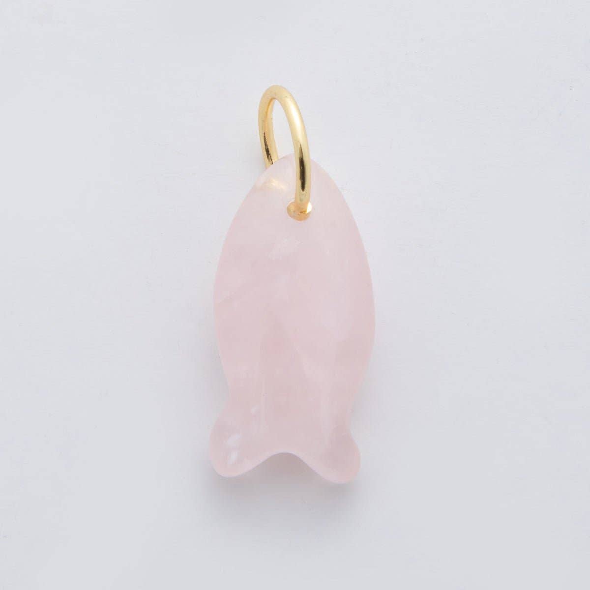 18K Gold Filled 23.7mm Natural Gemstone Fish Charm | C317 - C435