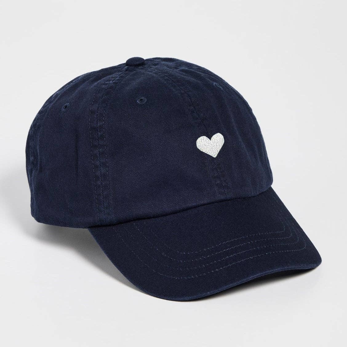 Navy Cotton Dad Hat - Embroidered Heart Cap