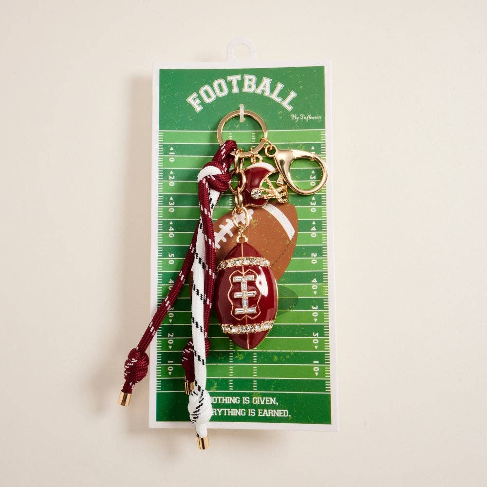 College Football Helmet Paracord Stone Keychain Bag Charm