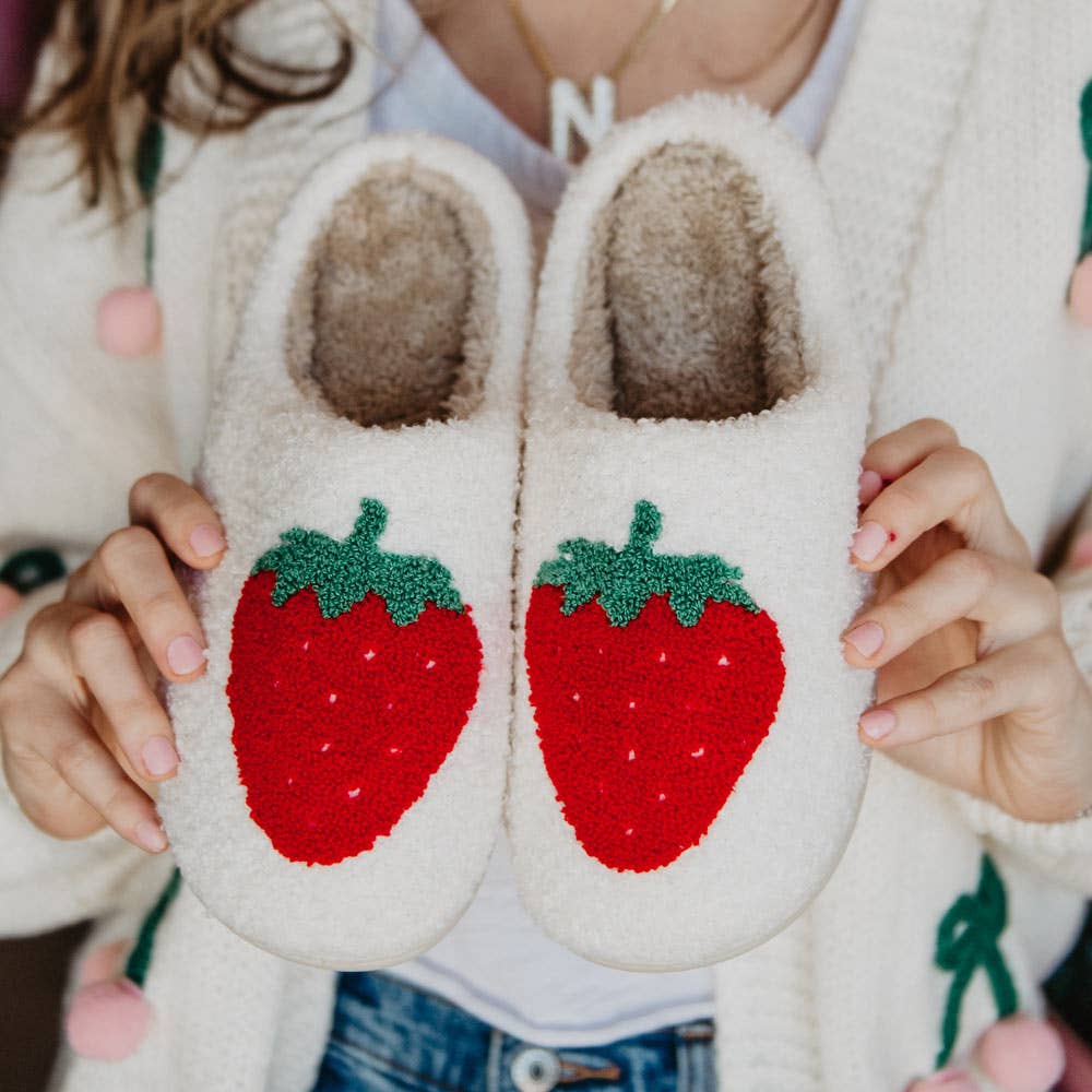 Strawberry Fuzzy Slippers