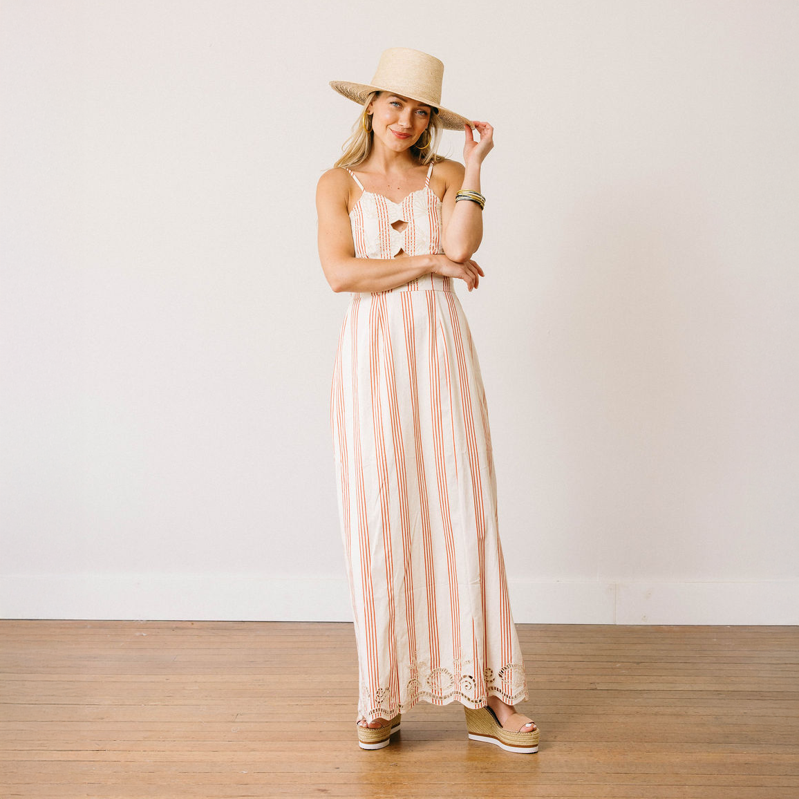Cherry Pinstripe Sophia Dress