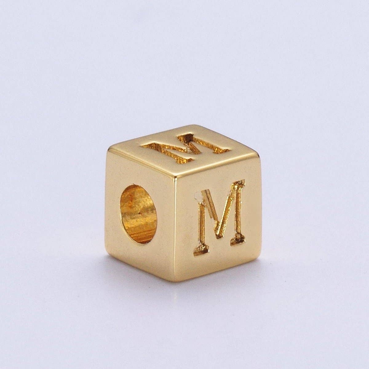 Gold Initial Letter Alphabet 6.2mm Block Beads Charm Connector For Jewelry Making Component Supply A-A1145-A-A1157