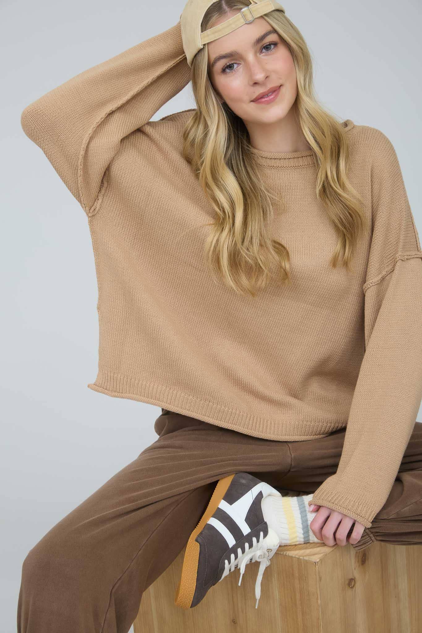 RAW EDGE RELAXED SHOULDER SWEATER