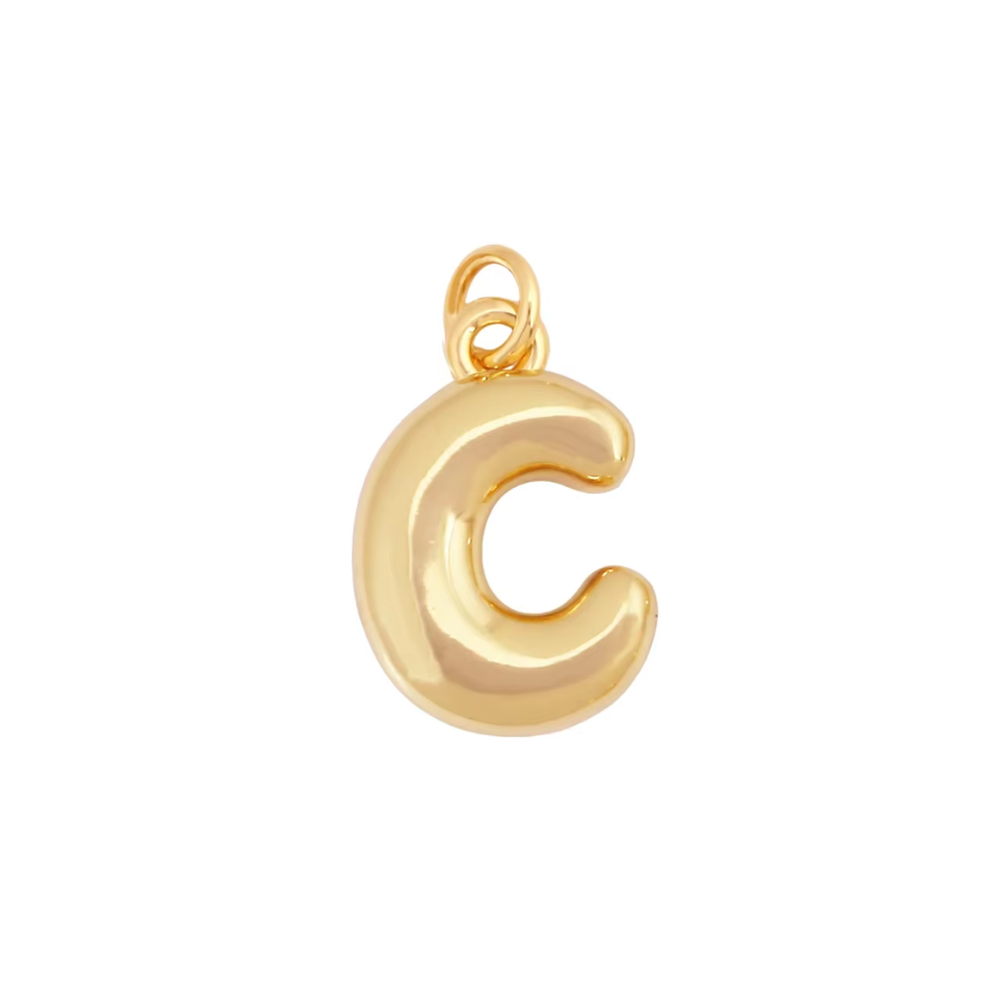 Bubble Letter Initial Charms