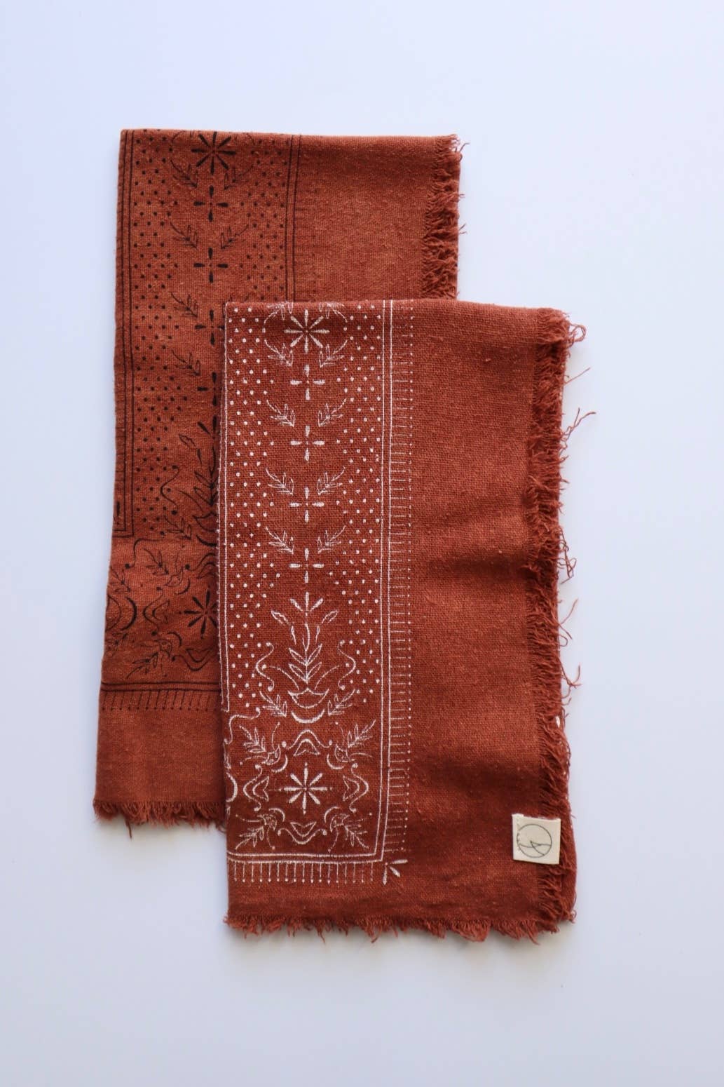 Terracotta Classic Print Naturally Dyed Bandana (black)