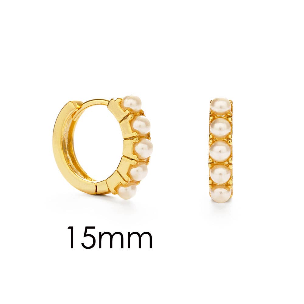 15mm Pearl Huggie Hoops