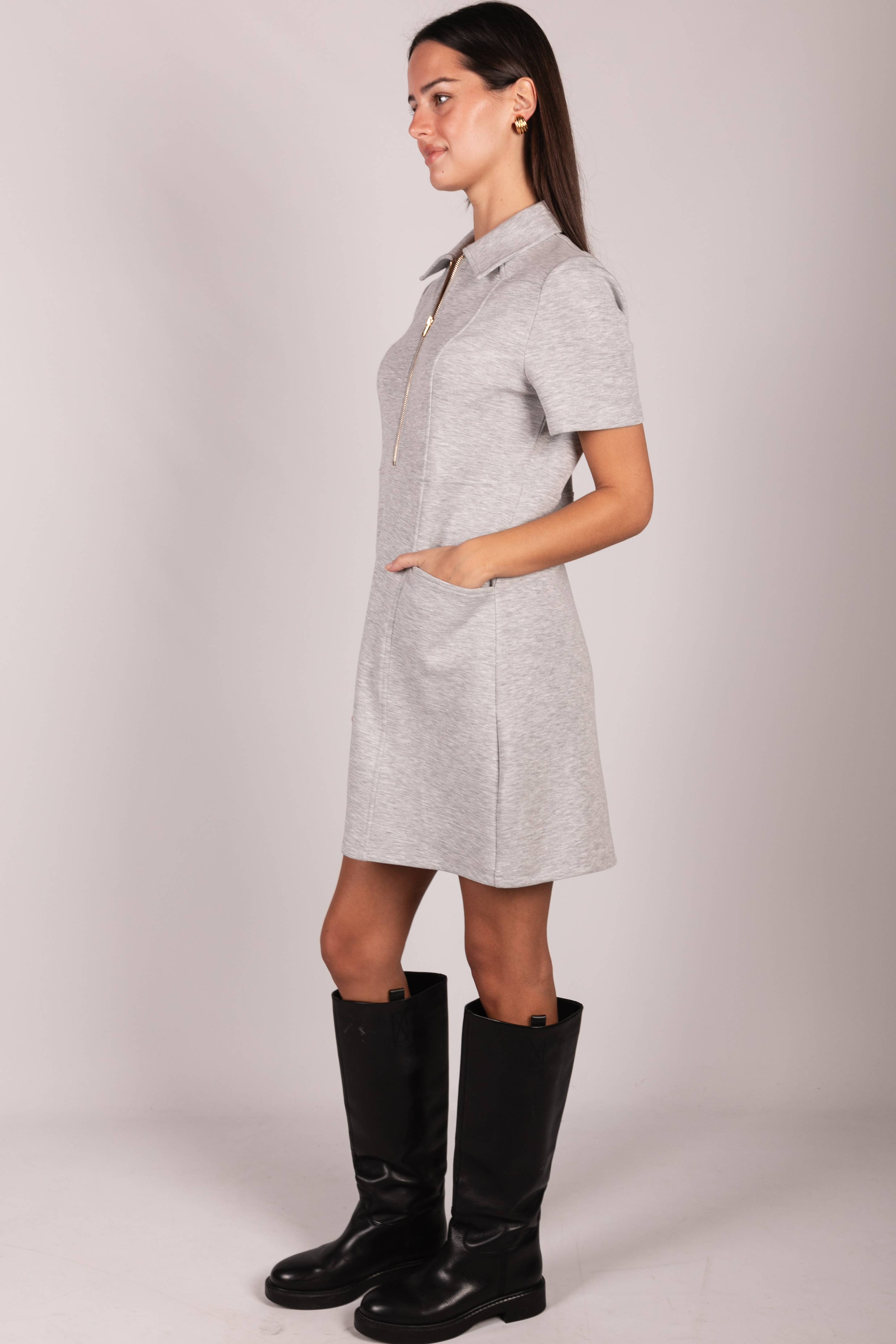 Butter Modal Quarter Zip Short Sleeve Dress