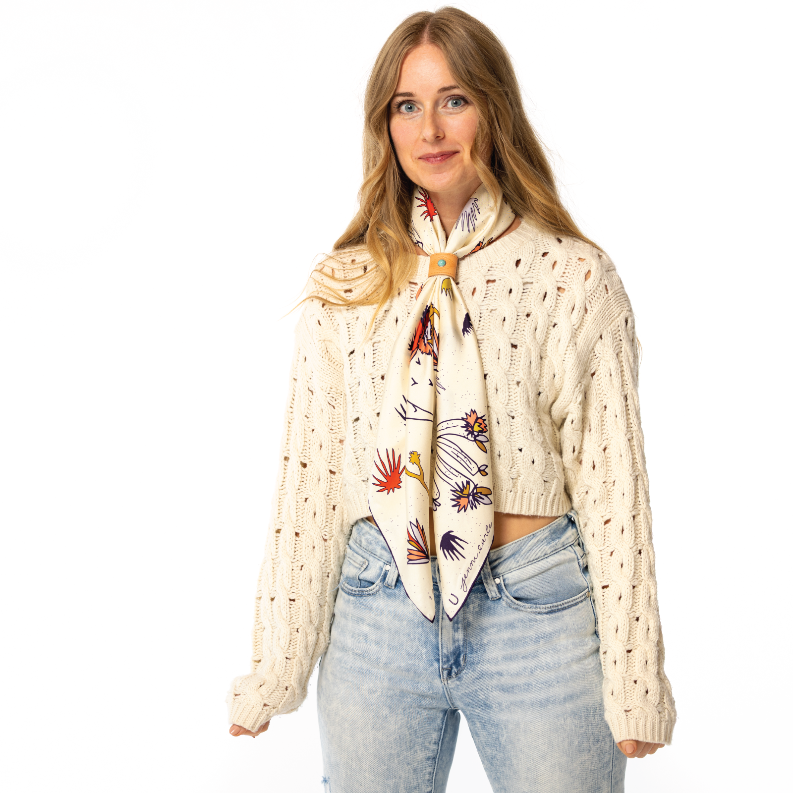 Handmade in USA leather studded bandana slide - diamond