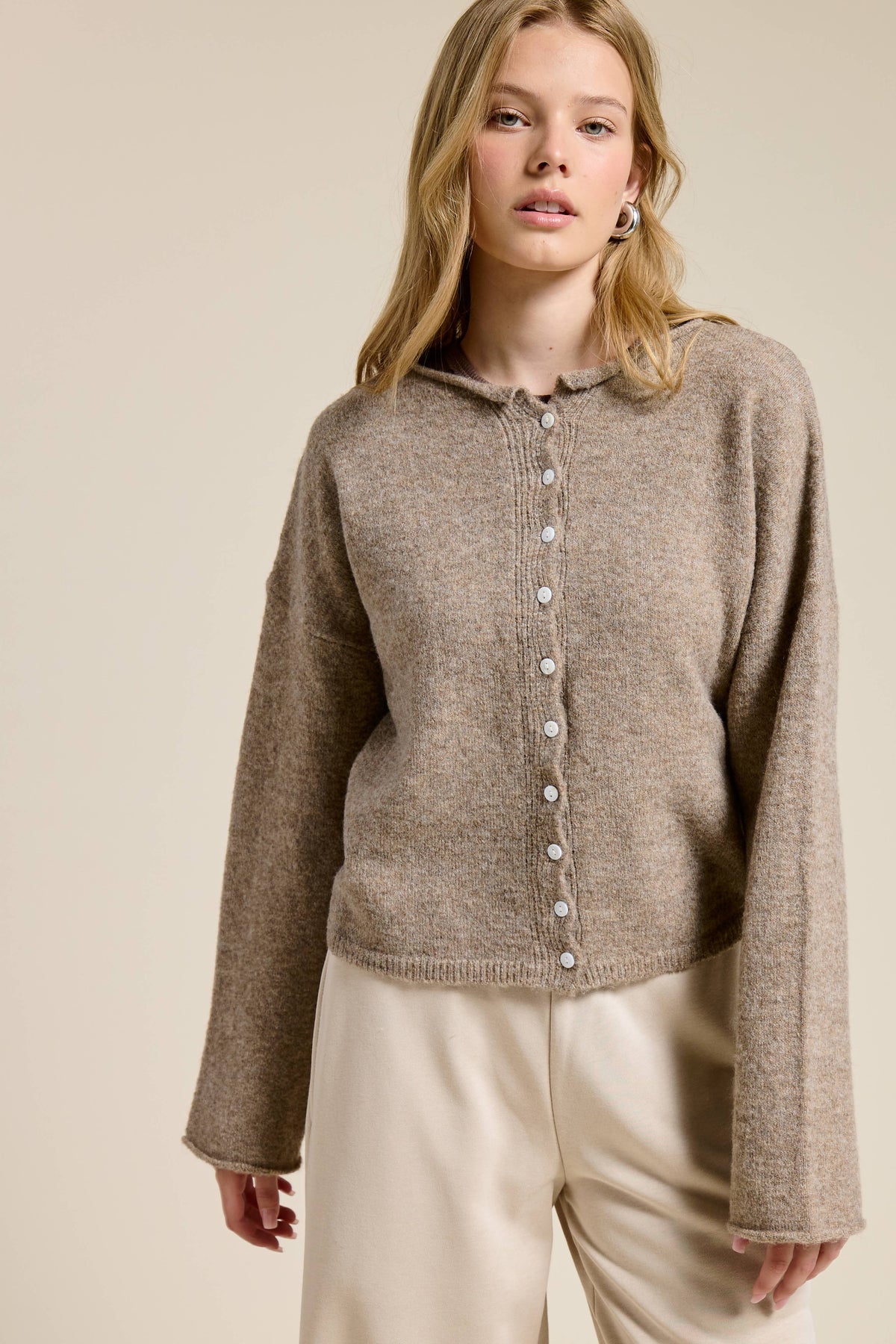 Open-Pack Essential Button Down Cardigan Top