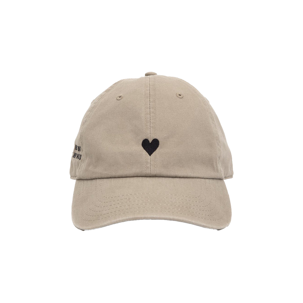 Embroidered Heart Women's Baseball Cap in Light Beige