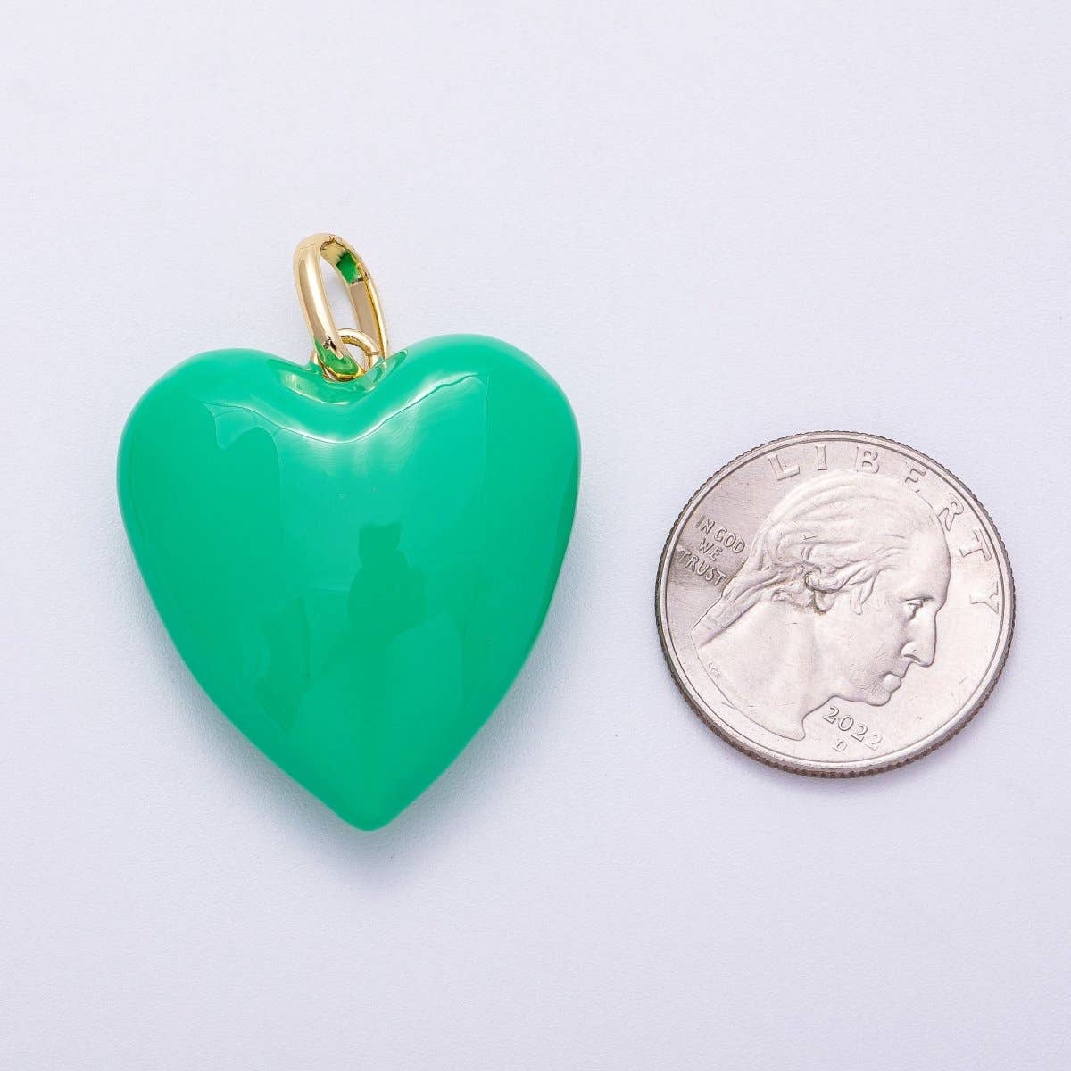 16K Gold Filled 35mm Colorful Pastel Enamel Chubby Heart Pendant | Charms-00583 ~ Charms-00588