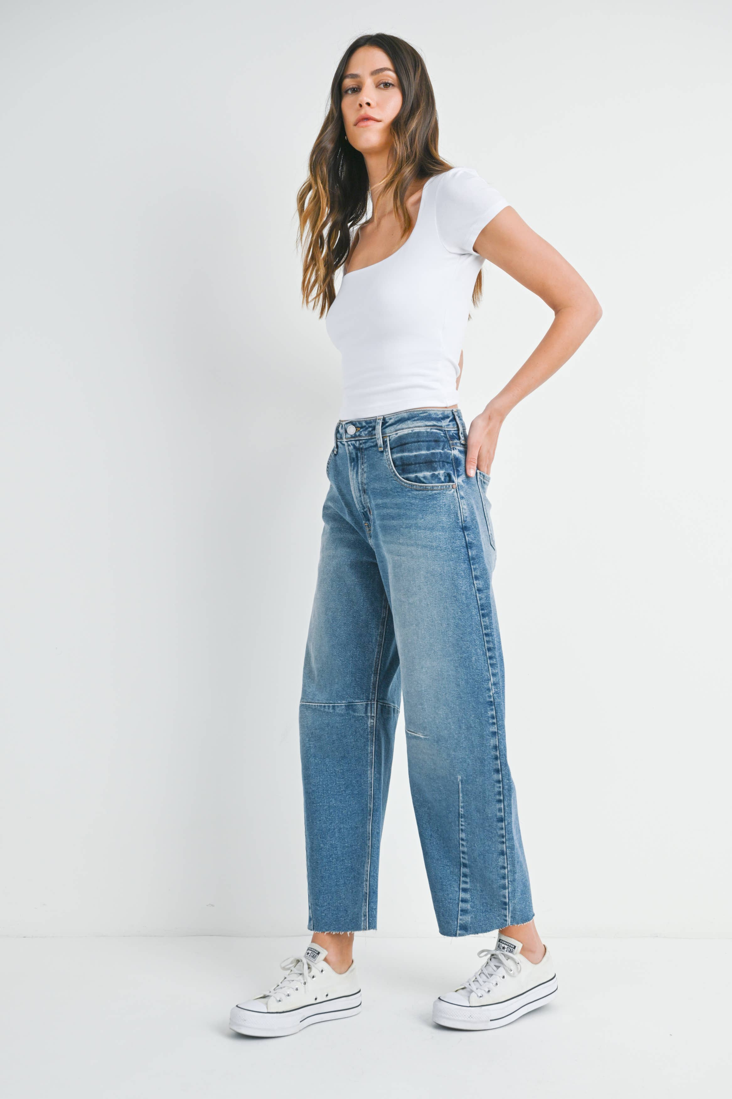Just Black Denim Barrel Jean w/ Seams