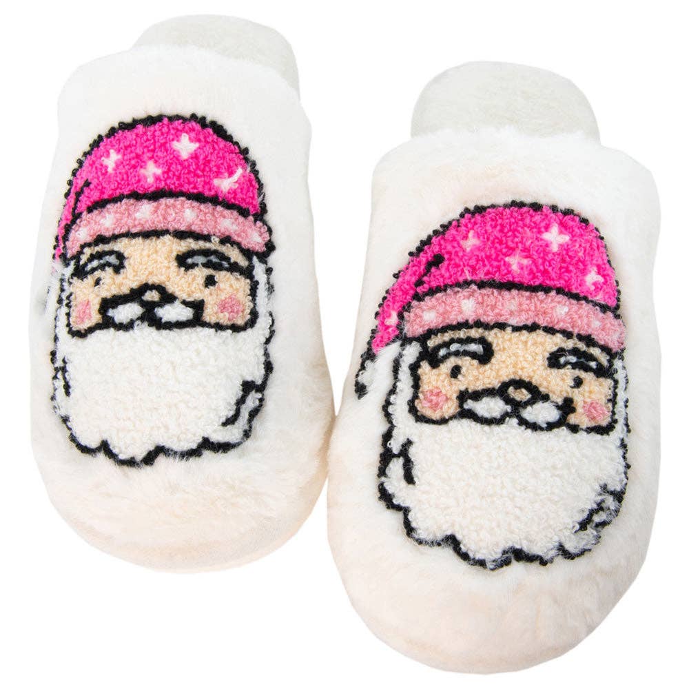 Pink Santa Face Christmas Women's House Slippers