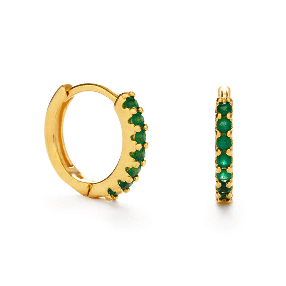 Emerald Green Huggie Hoop Earrings