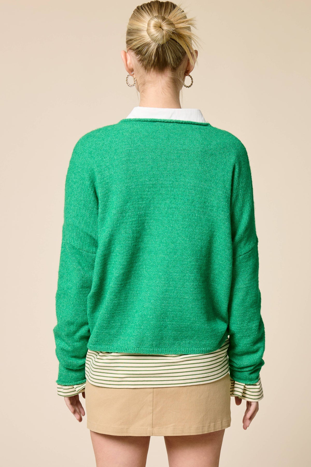 V neck Batwing Sleeve Button Up Cardigan