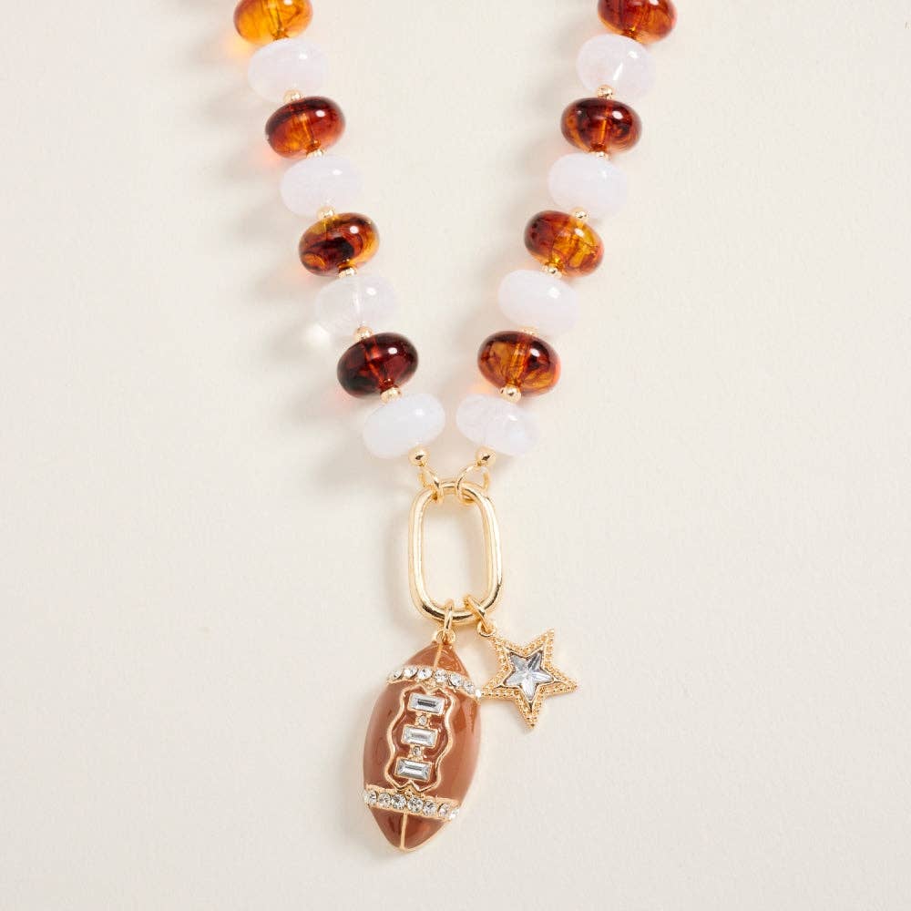 18 Inch Football Star Game Day Pendant Bead Necklace