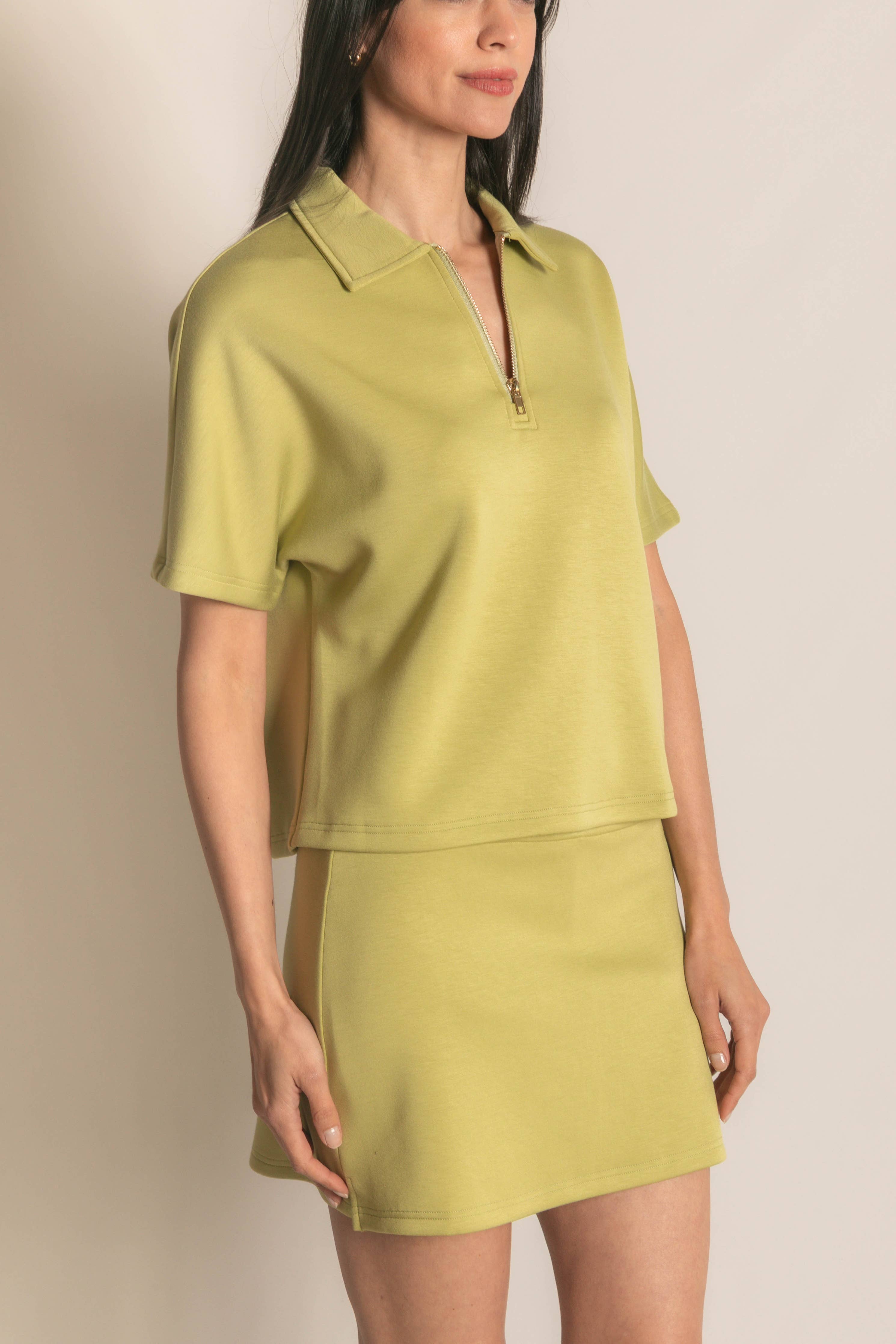 Butter Modal Short Sleeve Quarter Zip Top