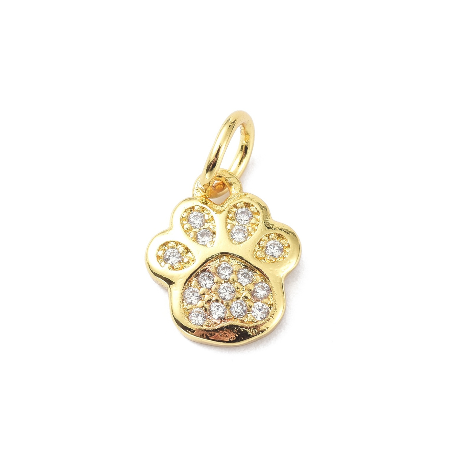 * Gold and Cubic Zirconia Paw Print Charm