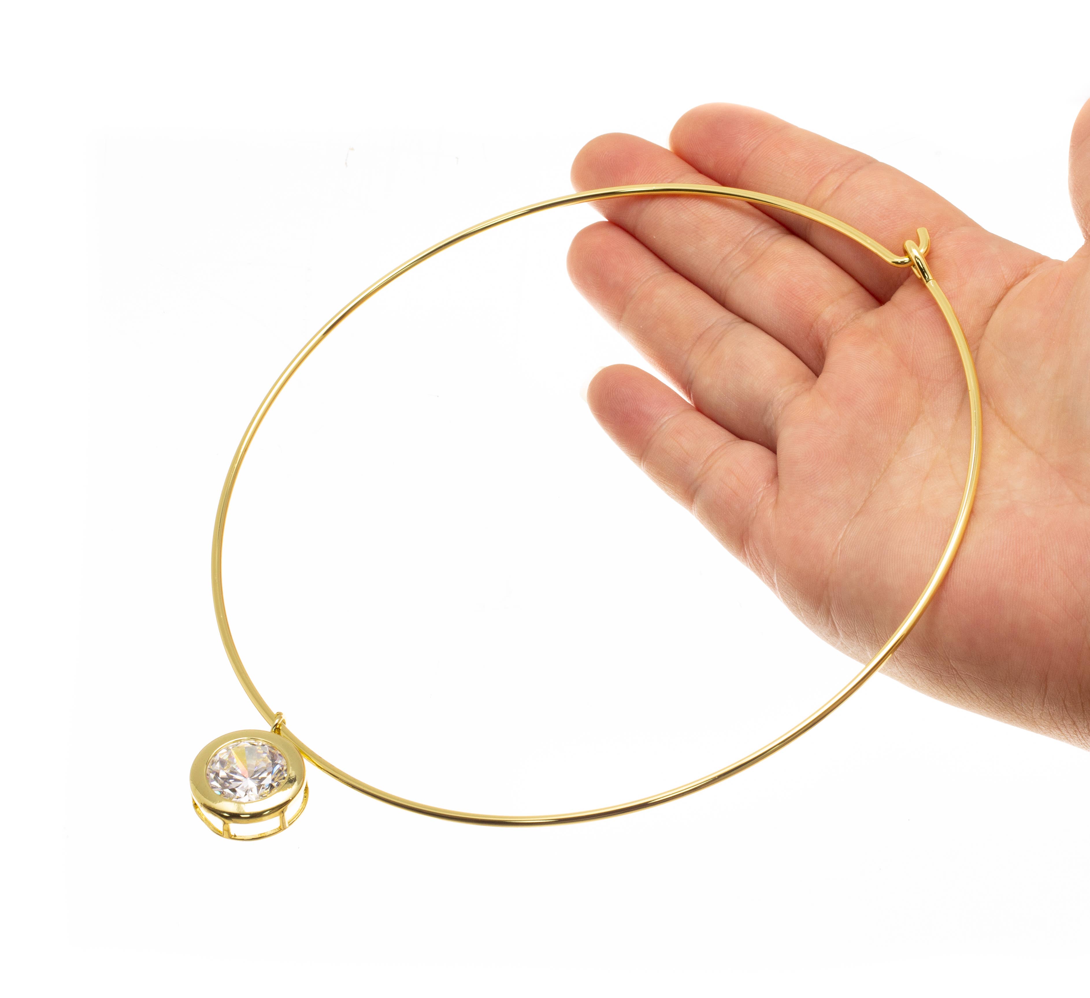 Gold Wire Choker Necklace, Wire Collar Necklace NLG1043