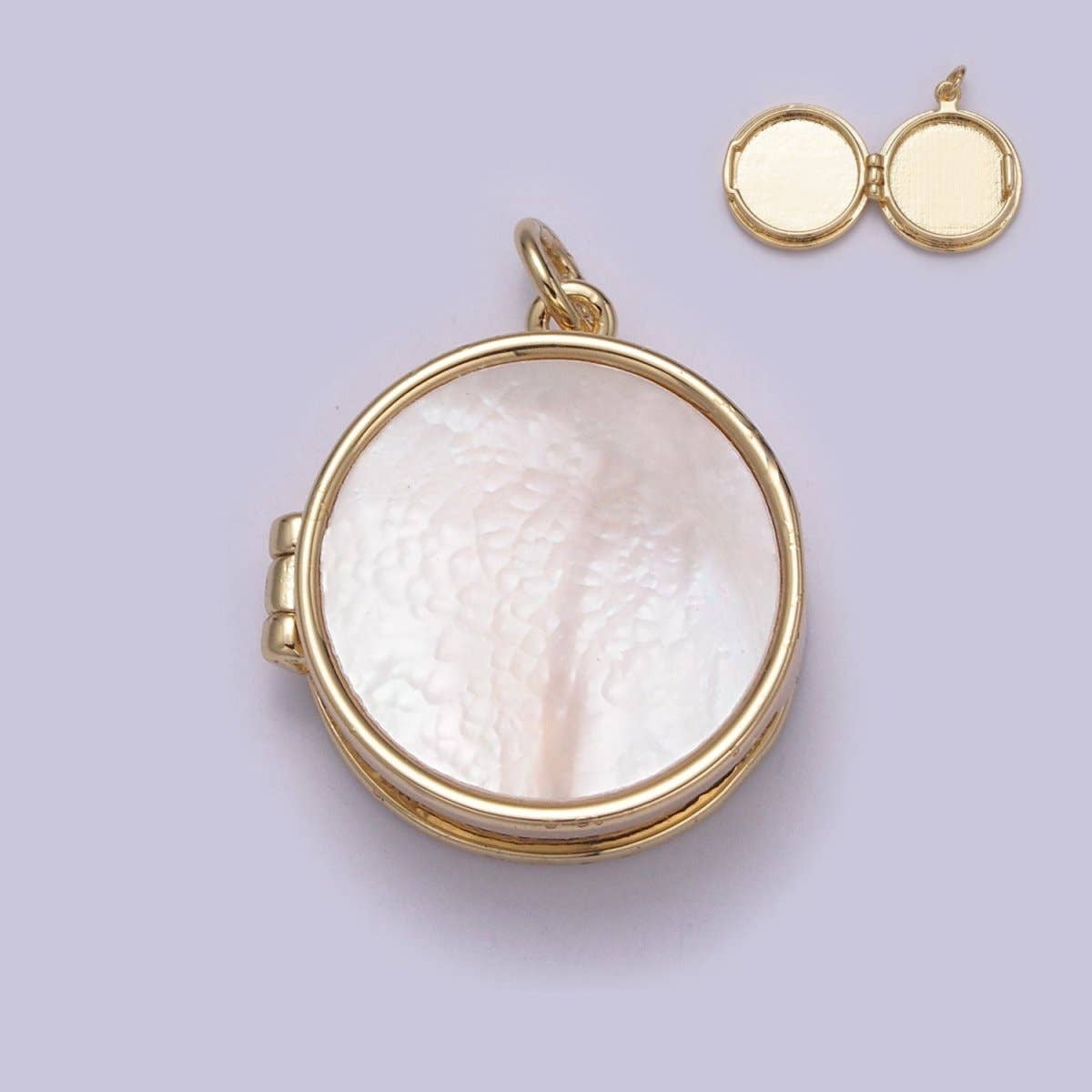 Pearl Locket Charm Necklace 14k Gold Filled Round Locket